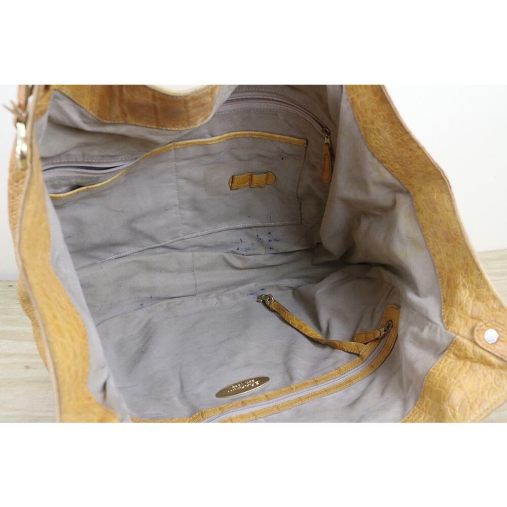 Brahmin HOBO TOTE Croc Embossed L JACQUELINE Brown Yellow Leather Shoulder Bag - Picture 6 of 16